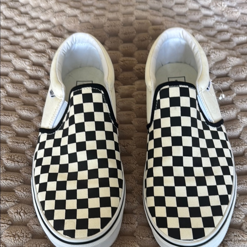 Vans Checkered Slip-On Shoes - Black and White